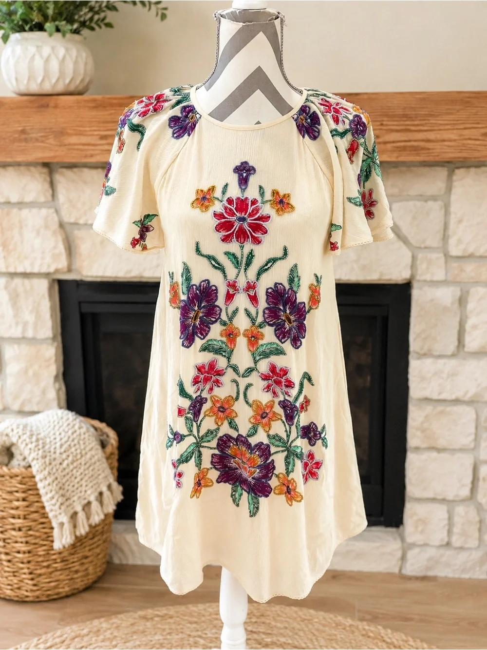🆕NWT Free People Movement  Tropics Beaded Mini Dress Color: Tea Combo SZ XS